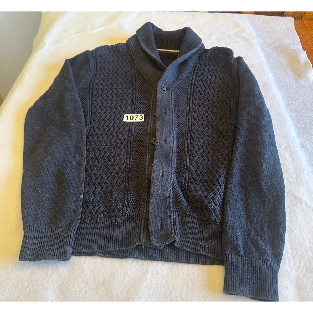 Banana Republic Cardigan Sweater Mens Size M Dark Gray Cable Knit Shawl Collar